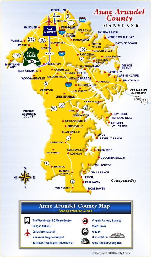Map of Anne-Arundel County Maryland Communities