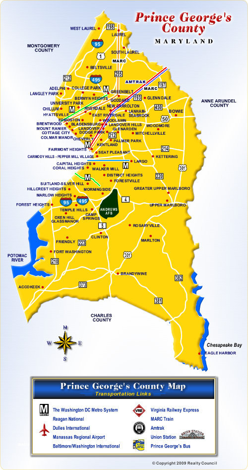 Map of Prince Georges County Maryland Communities